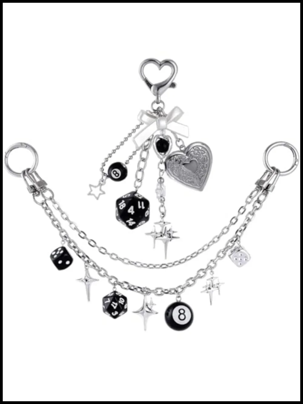 2 Pcs Bag Charms Vintage Punk Y2K Silver Chain for Handbags Purse Charms